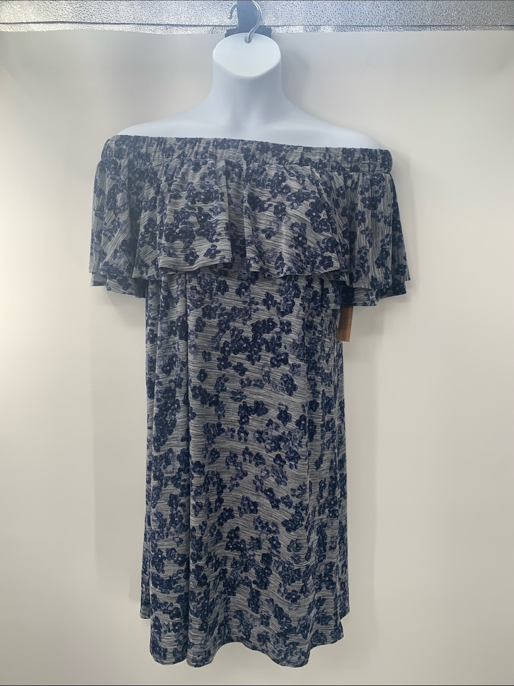 RACHEL Rachel Roy Women's Blue Floral Off-Shoulders Dress Size 14